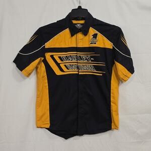 Harley-Davidson Genuine MotorClothes Men's M Black Yellow Button Up Shirt